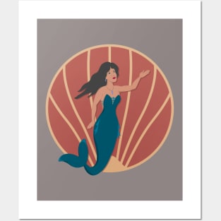 Art Deco Mermaid Posters and Art